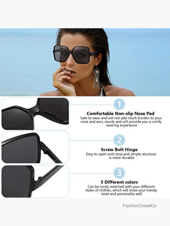 Oversized Square Sunglasses for Women Men Unisex 3 Pairs main image 6